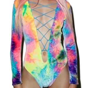 I VALENTINE RAINBOW VELVET BODYSUIT